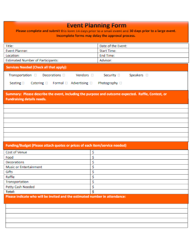 sample event planning form template