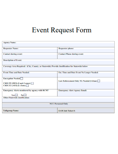 sample event request form template