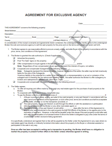sample exclusive agency agreement