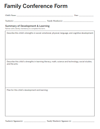 sample family conference form template