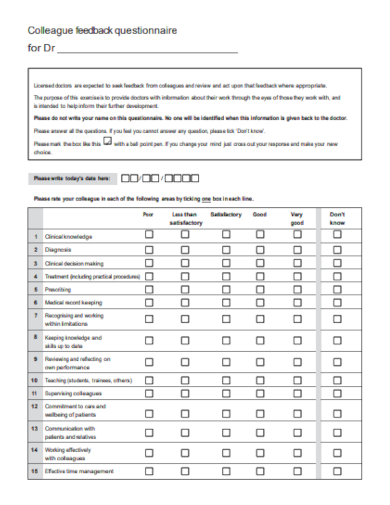 sample feedback questionnaire