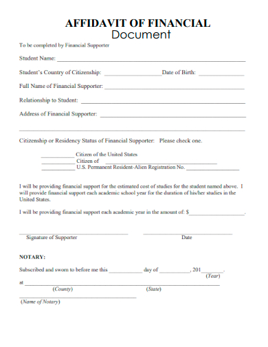 sample financial affidavit document template
