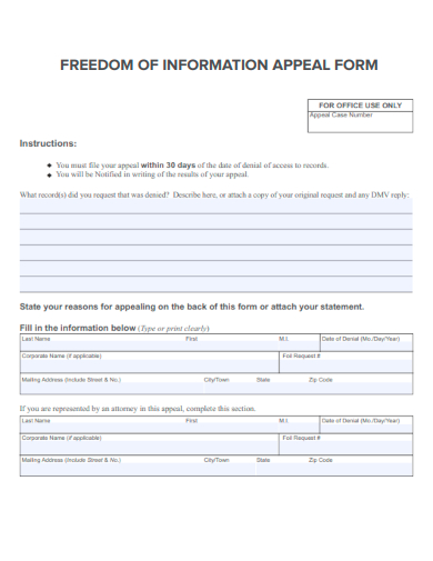 sample freedom of information appeal form template