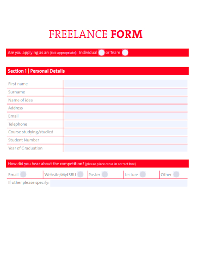 sample freelance blank form template