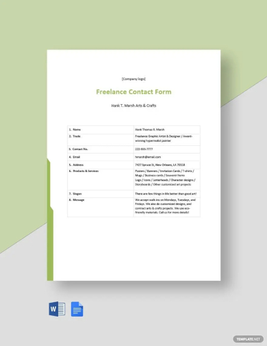 sample freelance contract form template