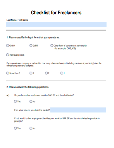 sample freelancer checklist blank template