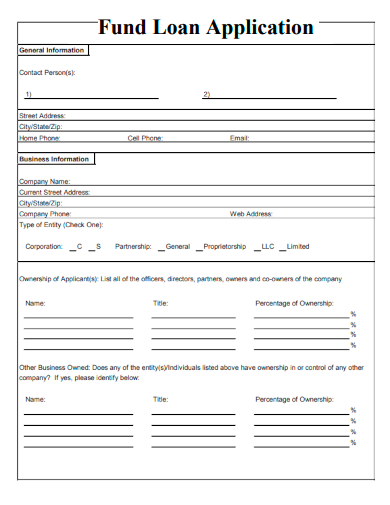 sample fund loan application template