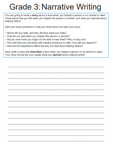 sample grade 3 narrative writing worksheet template