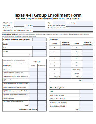 sample group enrollment form template