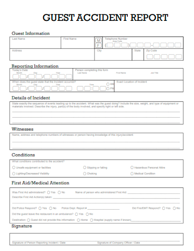 sample guest accident report form template