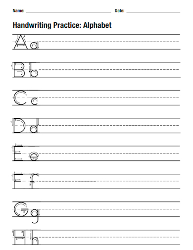 sample handwriting practice worksheet template