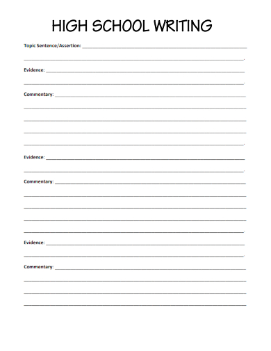 sample high school writing worksheet template