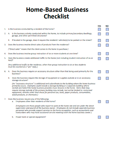 sample home based business checklist template
