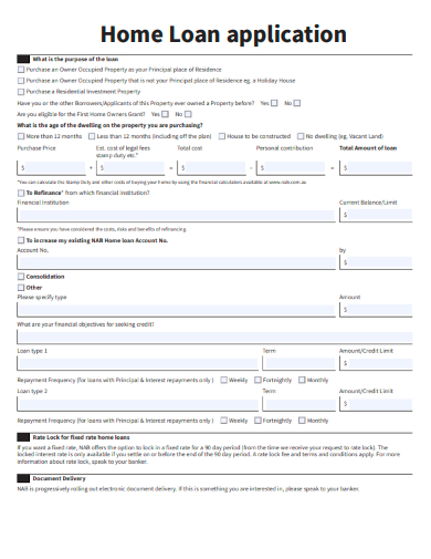 sample home loan application template