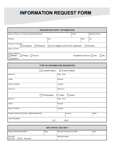 sample information request form template