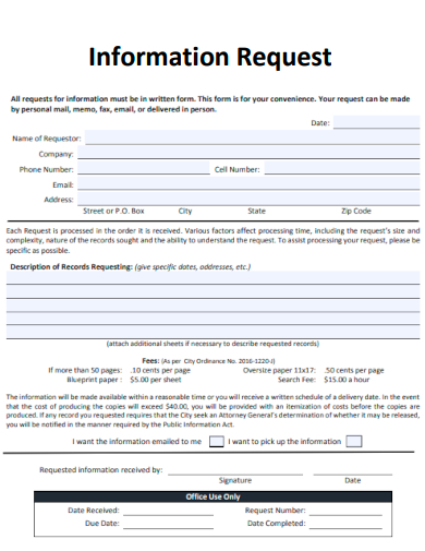 sample information request template