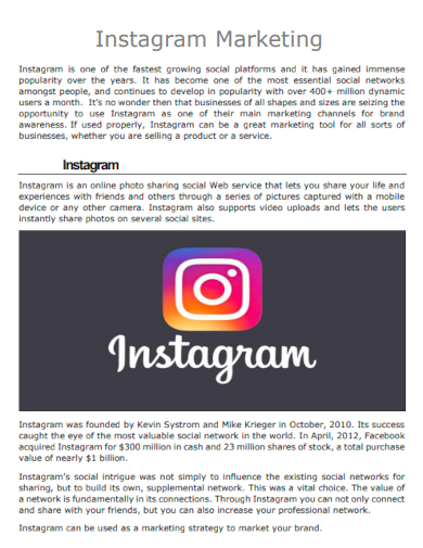 sample instagram marketing template