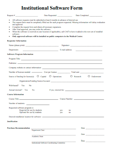sample institutional software form template