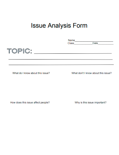 sample issue analysis form template