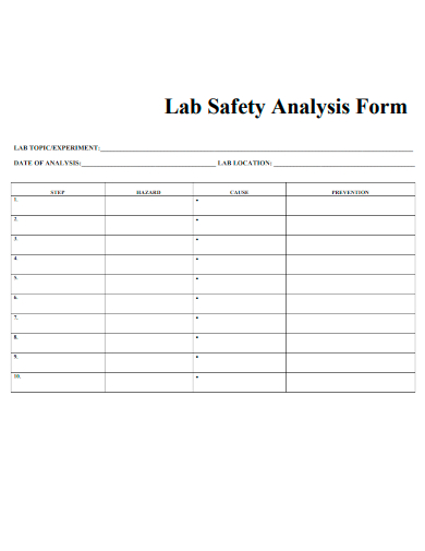 sample lab safety analysis form template