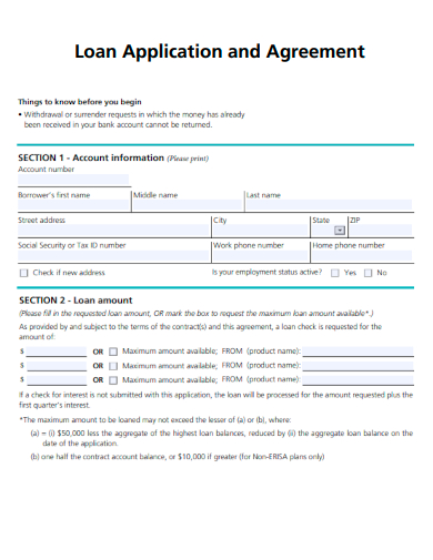 sample loan application agreement template