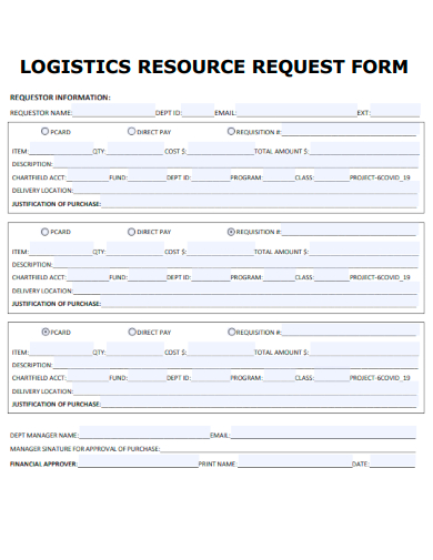 sample logistic resource request form template