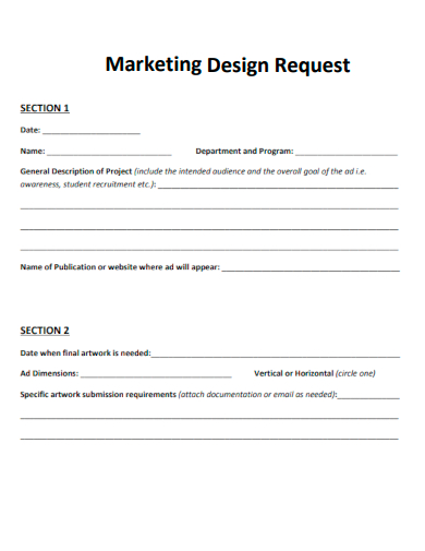 sample marketing design request template