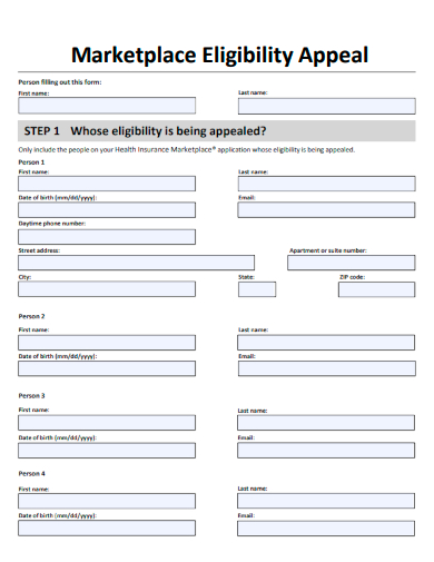sample marketplace eligibility appeal form template