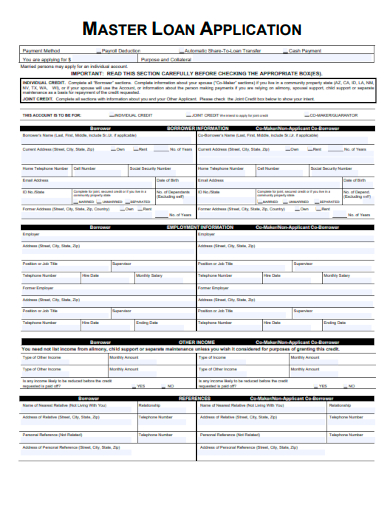 sample master loan application template