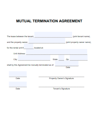 sample mutual termination agreement template