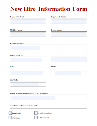 sample new hire information form template