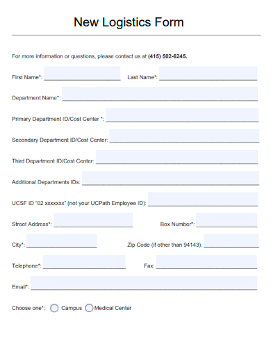 sample new logistic form template