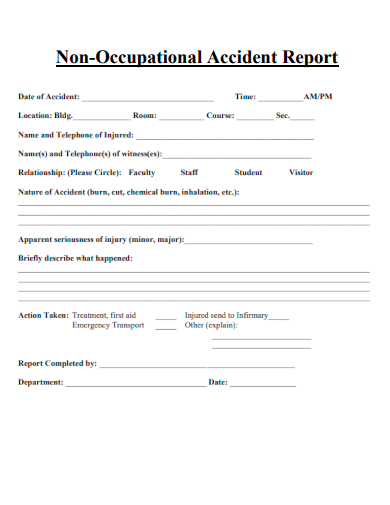 sample non occupational accident report form template