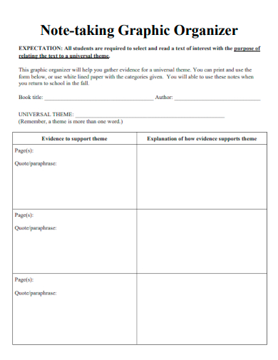 sample note taking graphic organizer form template