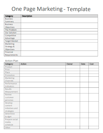 sample one page marketing template