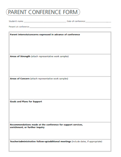 sample parent conference form template