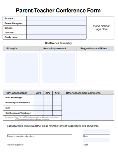 sample parent teacher conference form template