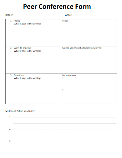 sample peer conference form template