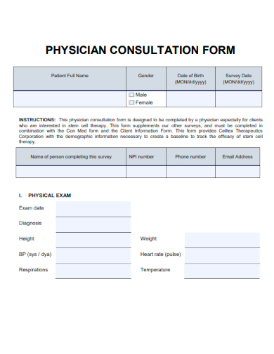 sample physician consultation form template