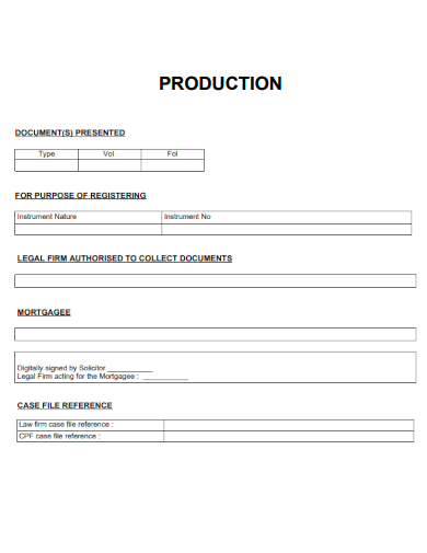 sample production format template