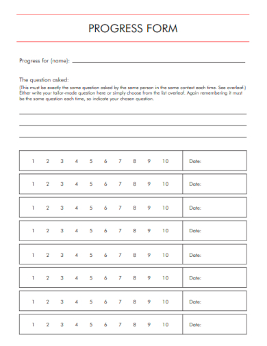 sample progress blank form template