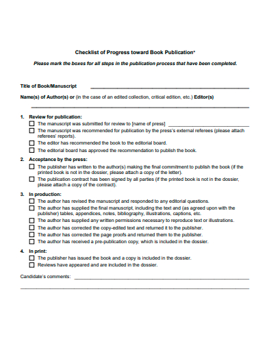 sample progress checklist template