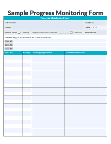 sample progress monitoring form template