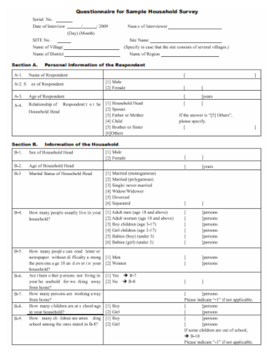 sample questionnaire form