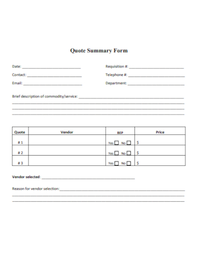 sample quote form