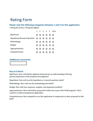 FREE 20 Rating Form Samples In PDF MS Word