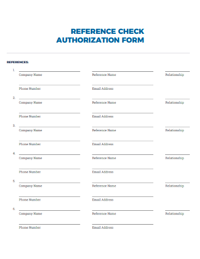 sample reference check authorization form template