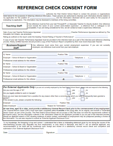 sample reference check consent form template