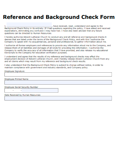 sample reference and background check form template