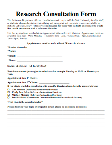 sample research consultation form template
